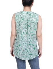 Petite Sleeveless Pintucked Blouse