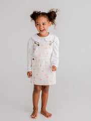 Heart Print Corduroy Pinafore Dress