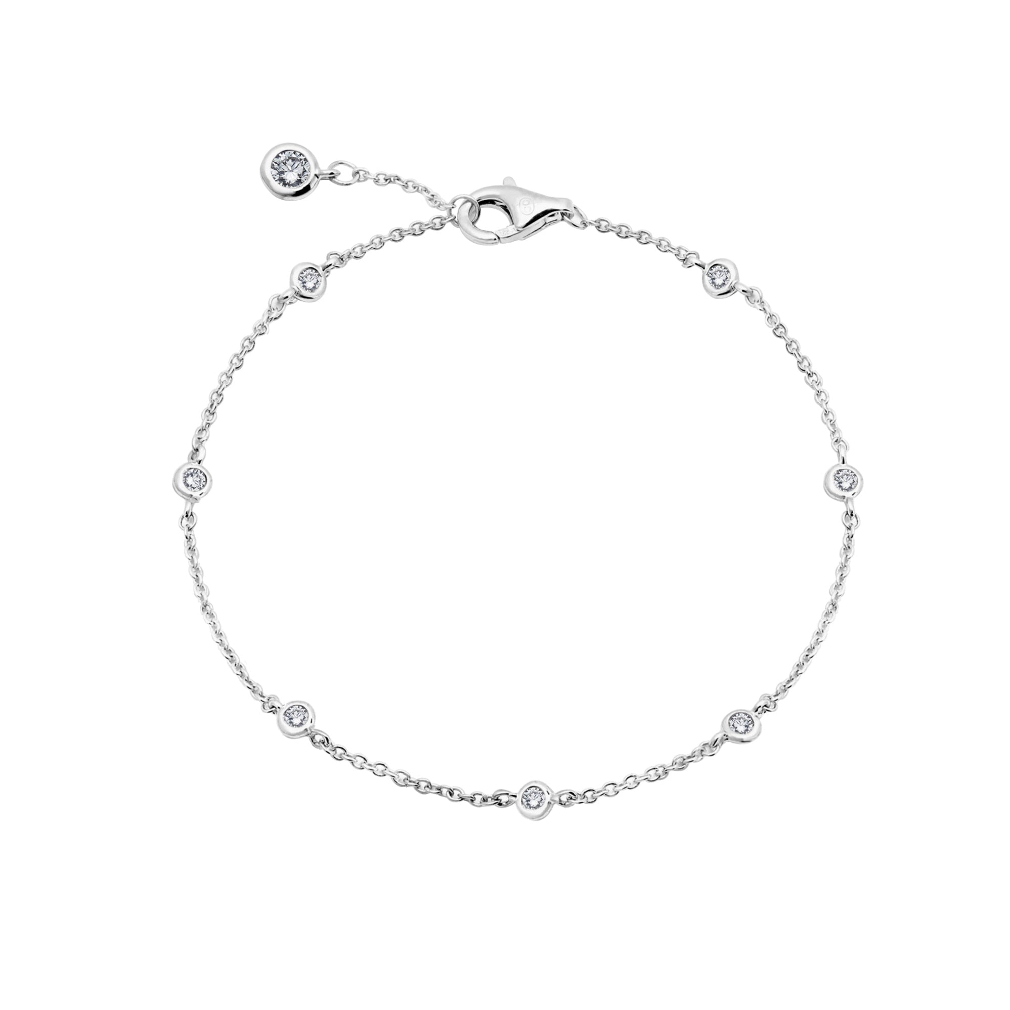  CRISLU Small Bezel Set Anklet in Platinum - Pure Platinum - Bonton