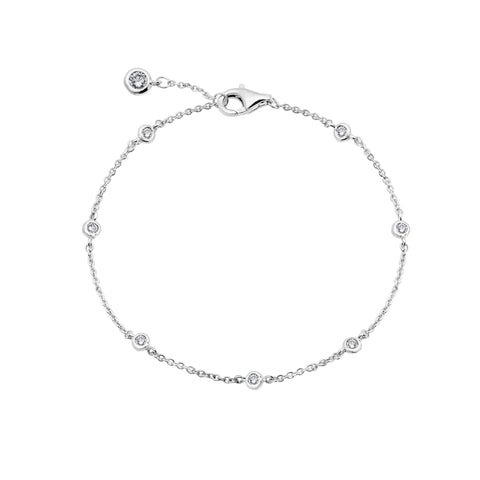 Small Bezel Set Anklet in Platinum