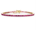  Rachel Glauber Genevive 4K Gold Plated Cubic Zirconia Tennis Bracelet in Emerald, Ruby, and Sapphire - 7.25 inch - Bonton