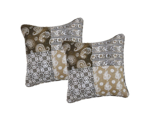 DaDalogy Bedding Bed in a Bag Bundle Set - Bohemian Paisley Dreams Floral Olive Brown Patchwork Bedspread Set (JHW885) - DaDa Bedding Collection