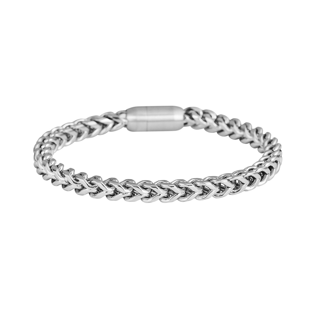  Gemesis Jewels by Edforce Franco Chain with Magnetic Clasp Bracelet - Silver - Bonton