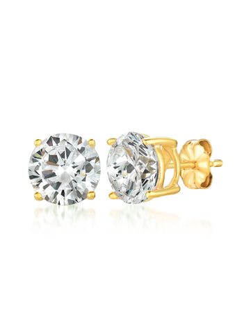 Solitaire Brilliant Stud Earrings Finished in 18kt Yellow Gold - 6.0 Carat