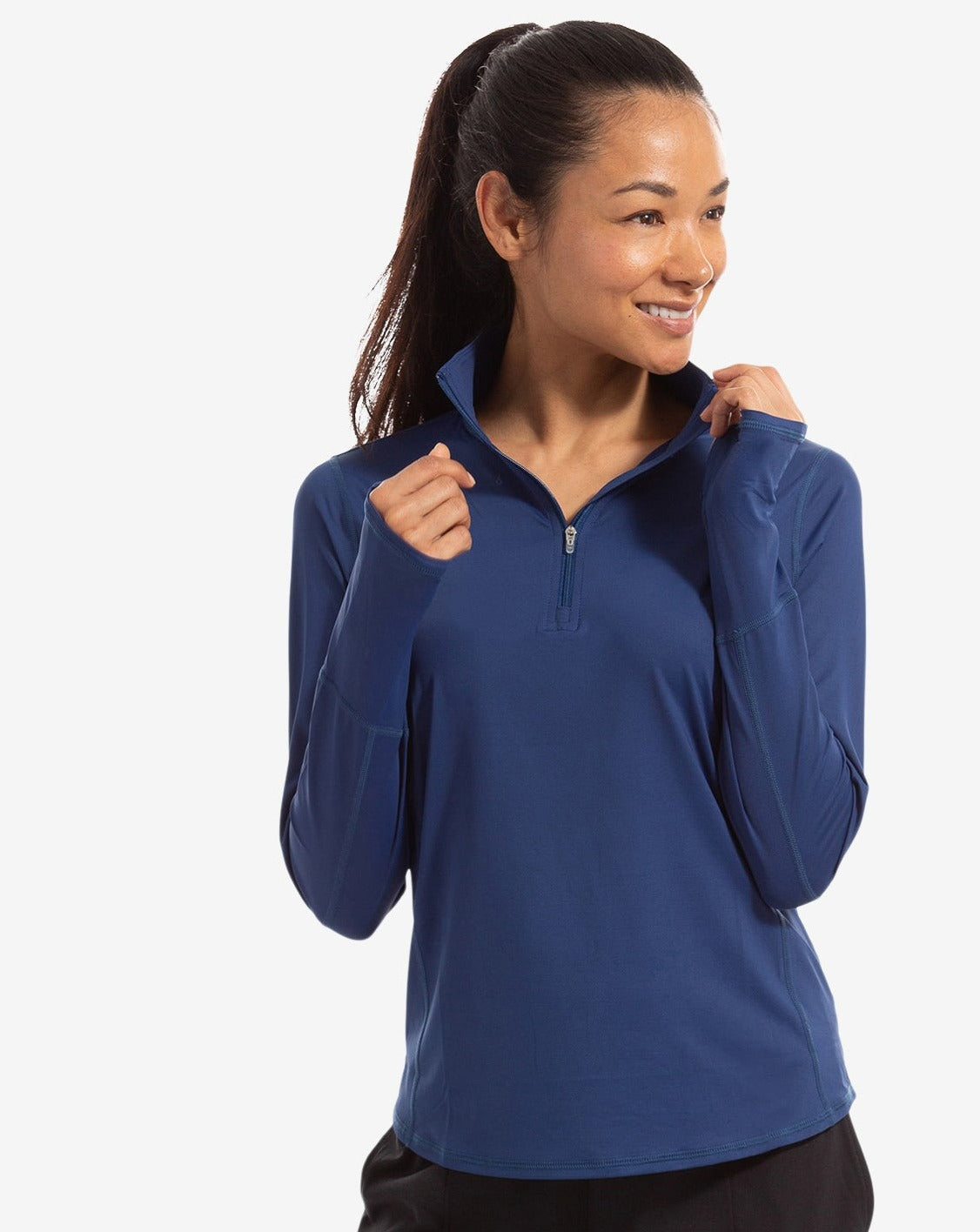  BloqUV WOMEN'S RELAXED MOCK ZIP TOP (3002) - Black - Bonton