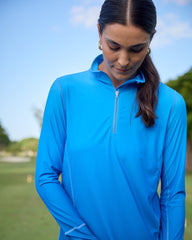 BLOQUV X JANTZEN - WOMEN'S RELAXED MOCK ZIP TOP (3002J)