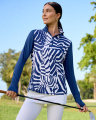 BLOQUV X JANTZEN - WOMEN'S RELAXED MOCK ZIP TOP (3002J)