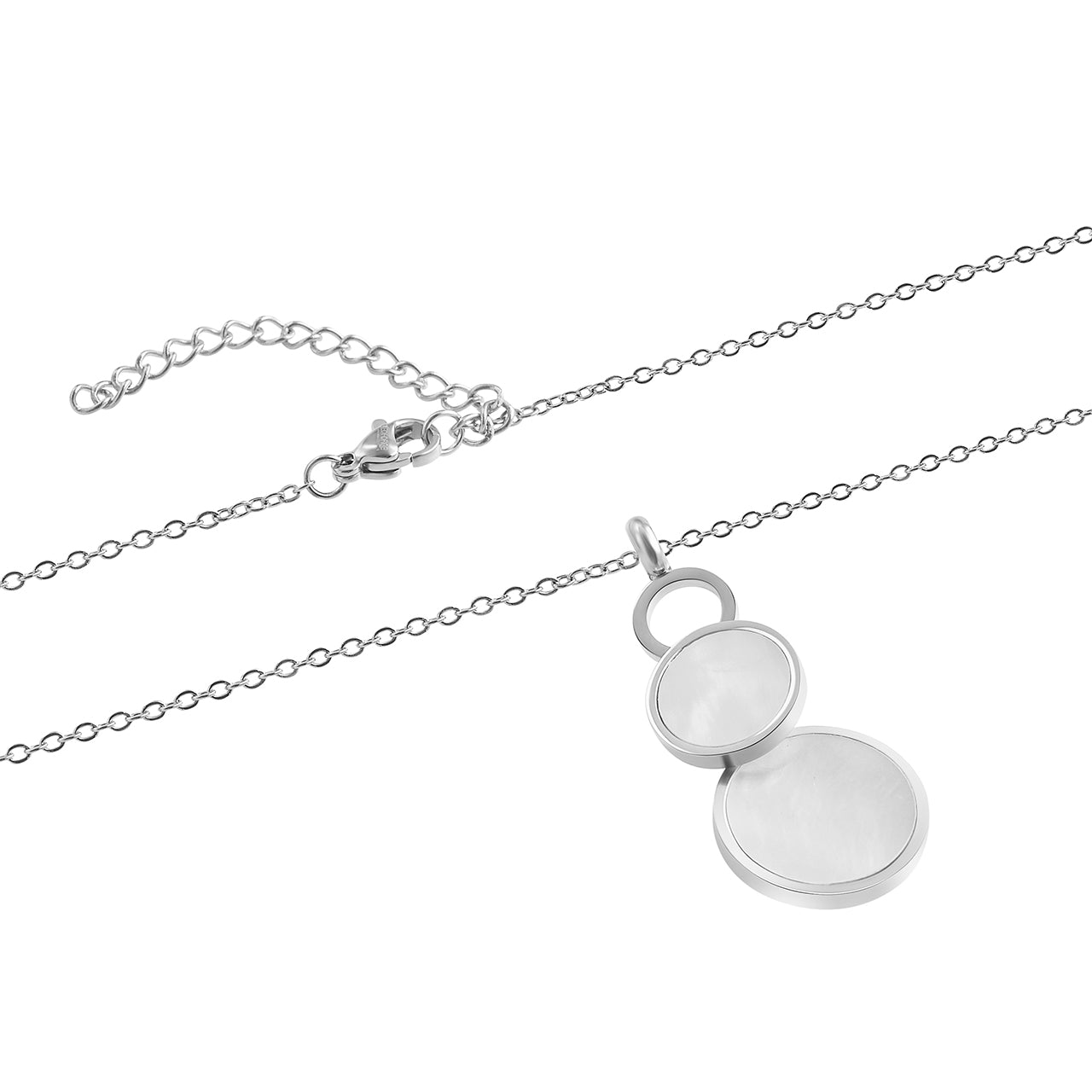  Gemesis Jewels by Edforce Mother of Pearl Circle Necklace and Earrings 3 Piece Set - Silver - Bonton