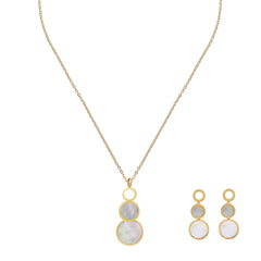 Mother of Pearl Circle Necklace and Earrings 3 Piece Set