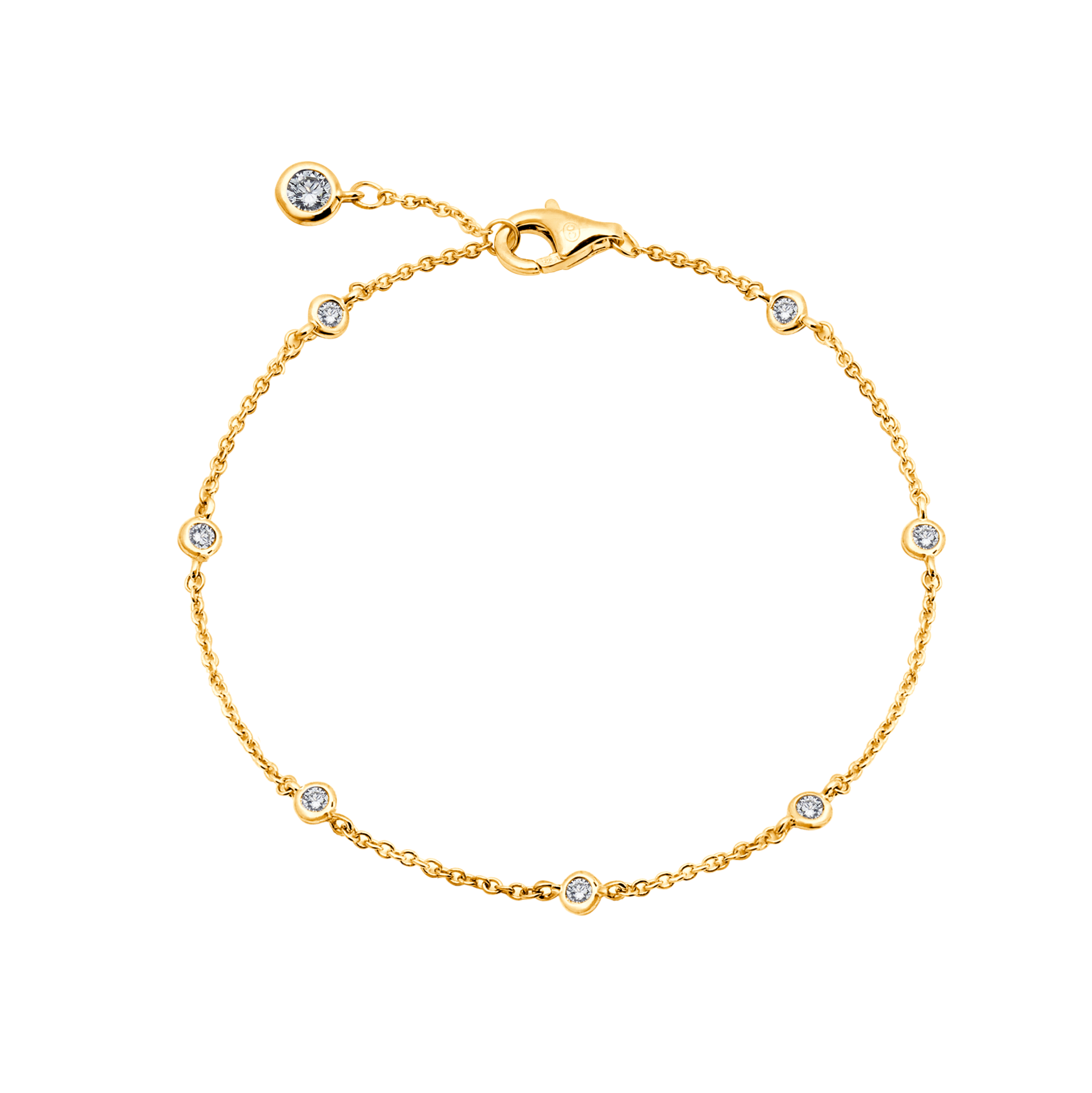  CRISLU Small Bezel Set Anklet in Gold - 18kt Yellow Gold - Bonton