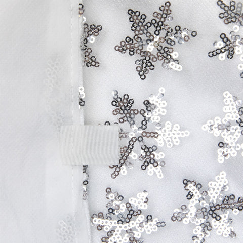 20" White and Silver Sequin Snowflake Mini Christmas Tree Skirt