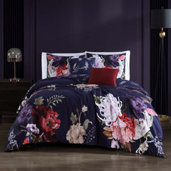 Deep Purple Garden 100% Cotton 5-Piece Reversible Comforter Set