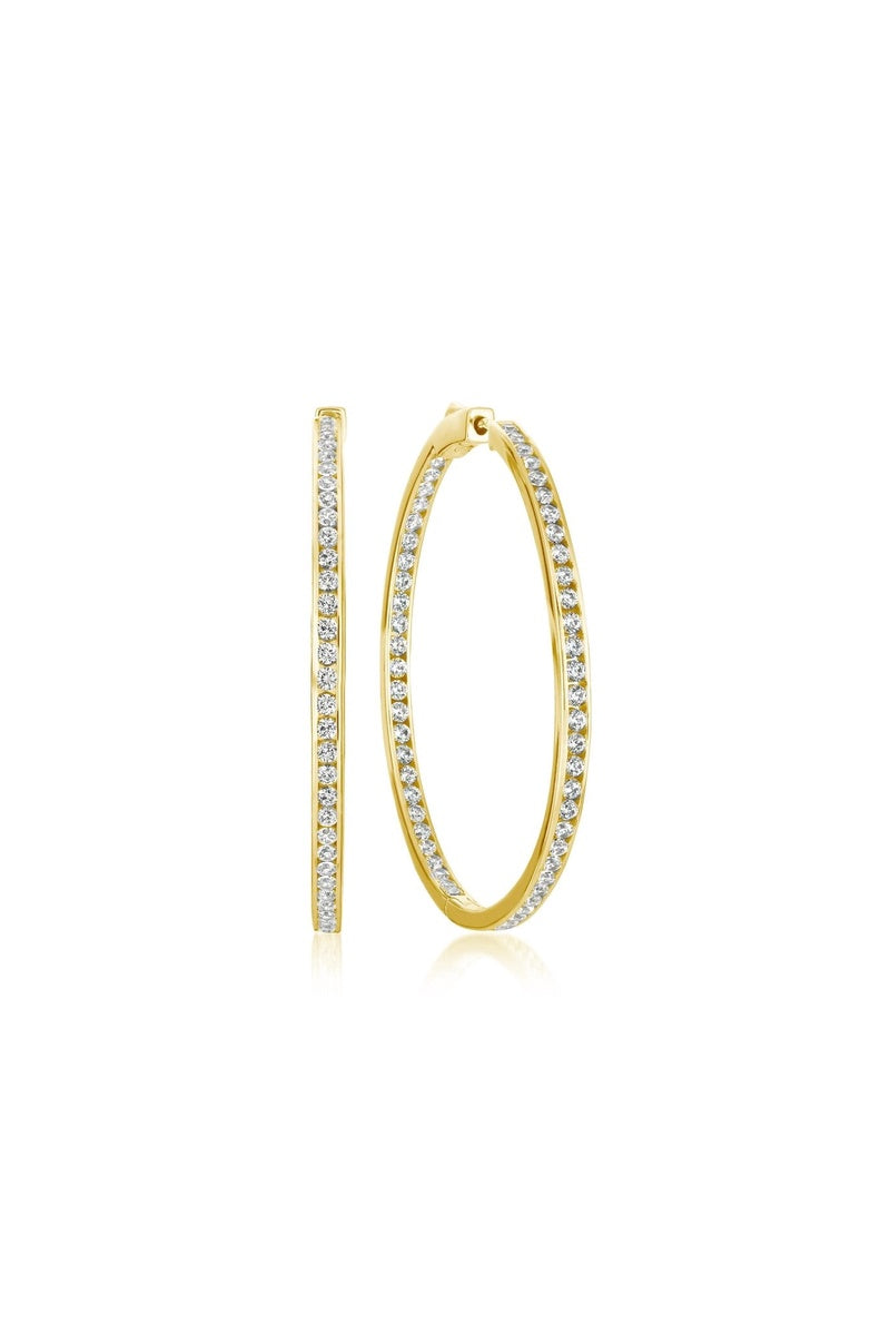  CRISLU Classic Inside Out Hoop Earrings in Gold - 18kt Yellow Gold - Bonton