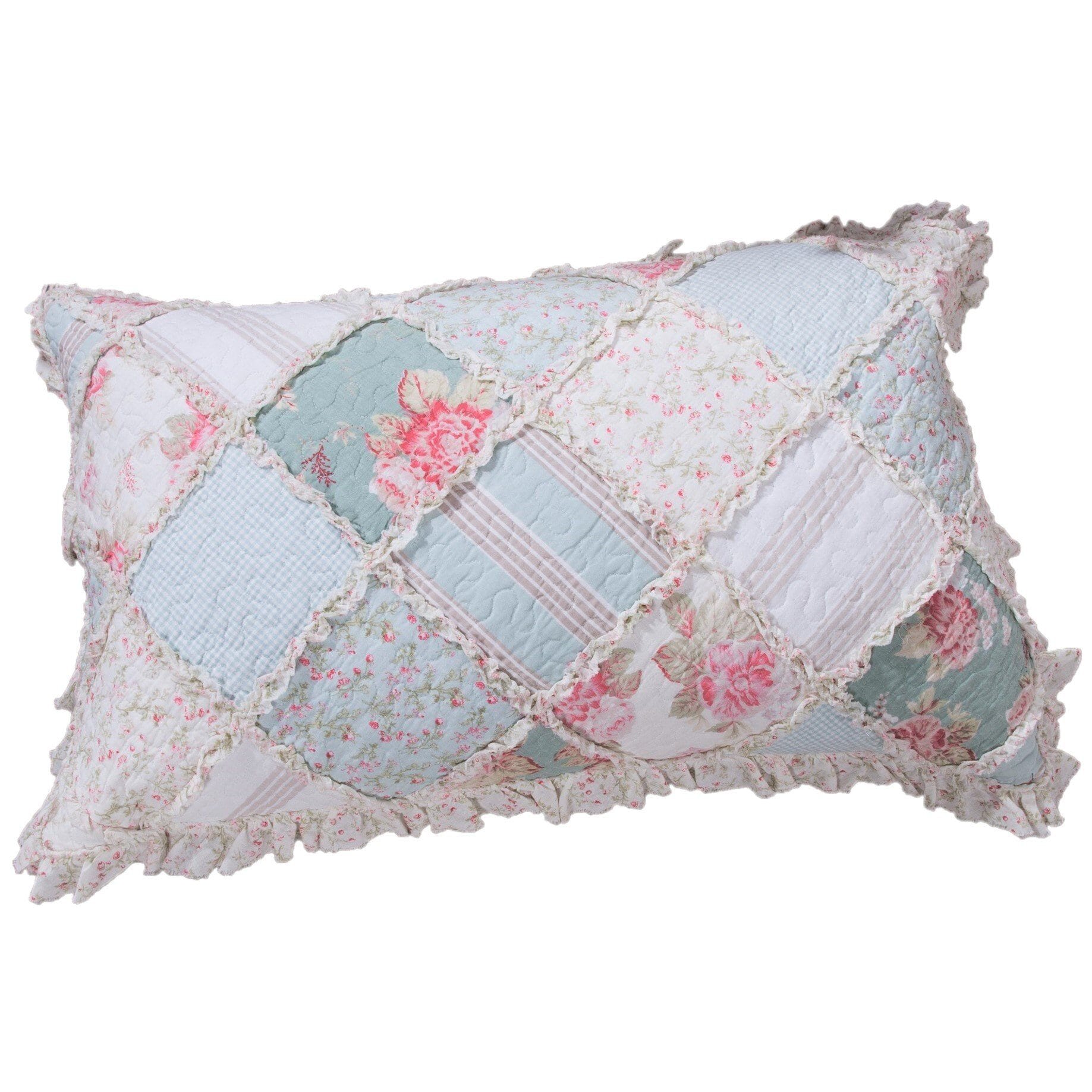  DaDa Bedding Collection DaDa Bedding Hint of Mint Cottage Floral Cotton Patchwork Pillow Sham (JHW3036) by DaDa Bedding Collection - King 20