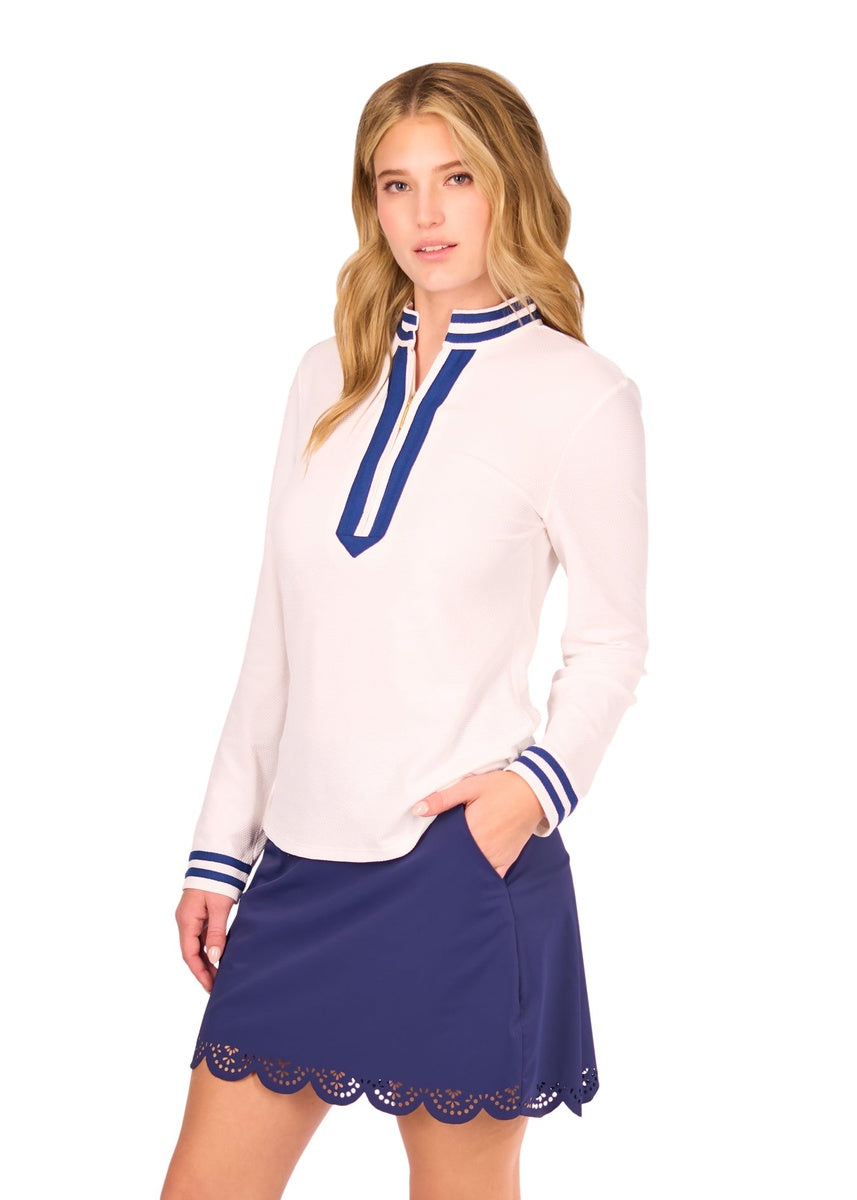  Cabana Life White Collared 1/4 Zip - XS - Bonton