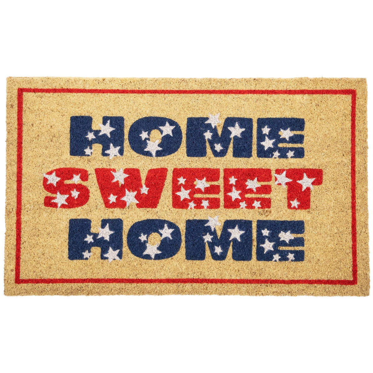  Northlight Red and Blue Americana Home Sweet Home Coir Outdoor Doormat 18