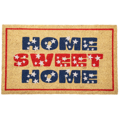 Red and Blue Americana Home Sweet Home Coir Outdoor Doormat 18" X 30"