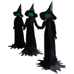 Lighted Faceless Witch Trio Outdoor Halloween Stakes - 4'