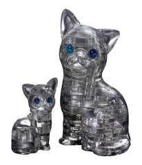 3D Crystal Puzzle - Cat & Kitten: 49 Pcs Black