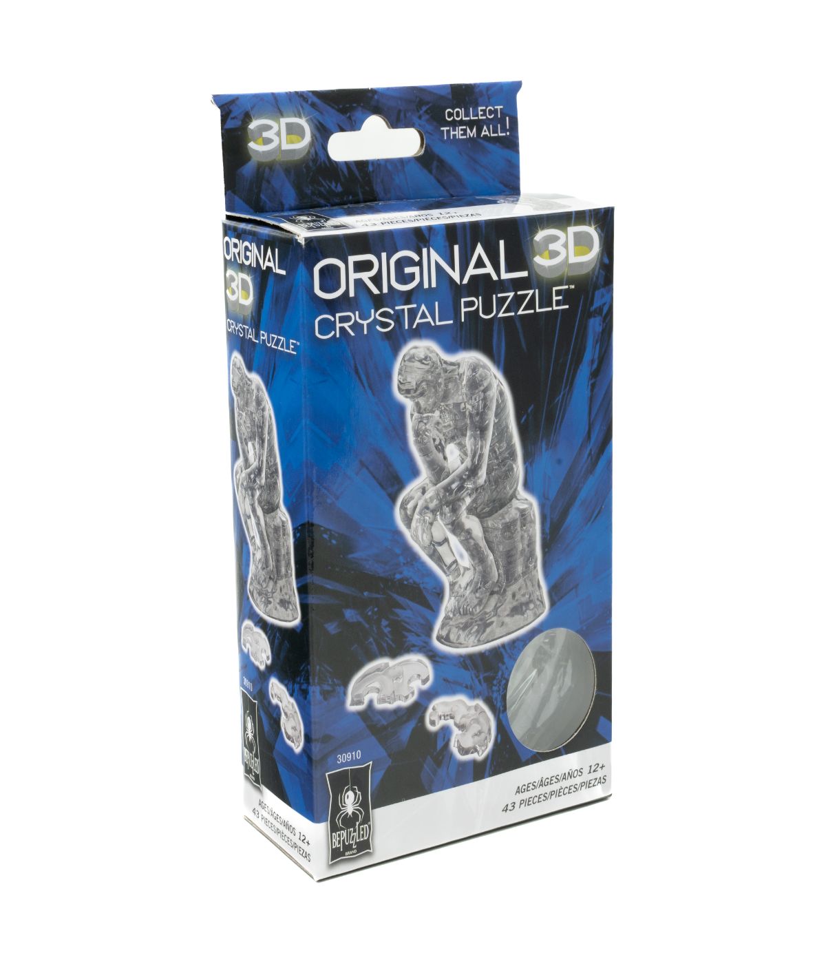  3D Crystal Puzzle - The Thinker: 43 Pcs Clear - Clear - Bonton