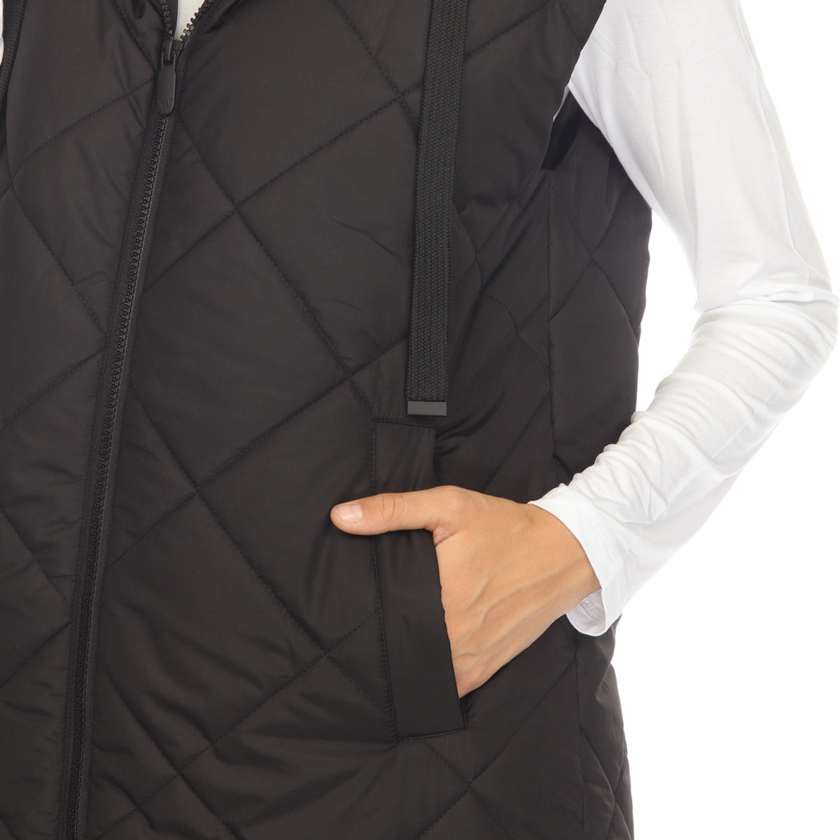  White Mark Women's Diamond Quilted Hooded Puffer Vest - Small - Bonton