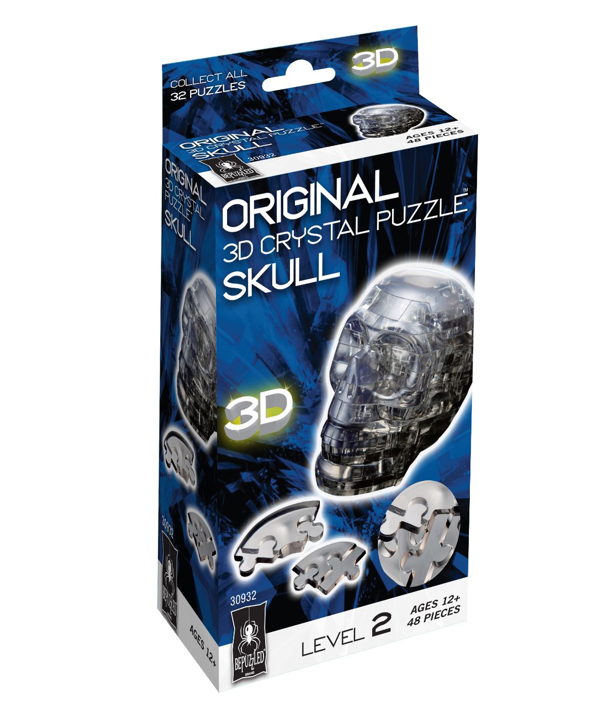  3D Crystal Puzzle - Skull: 48 Pcs Black - Black - Bonton