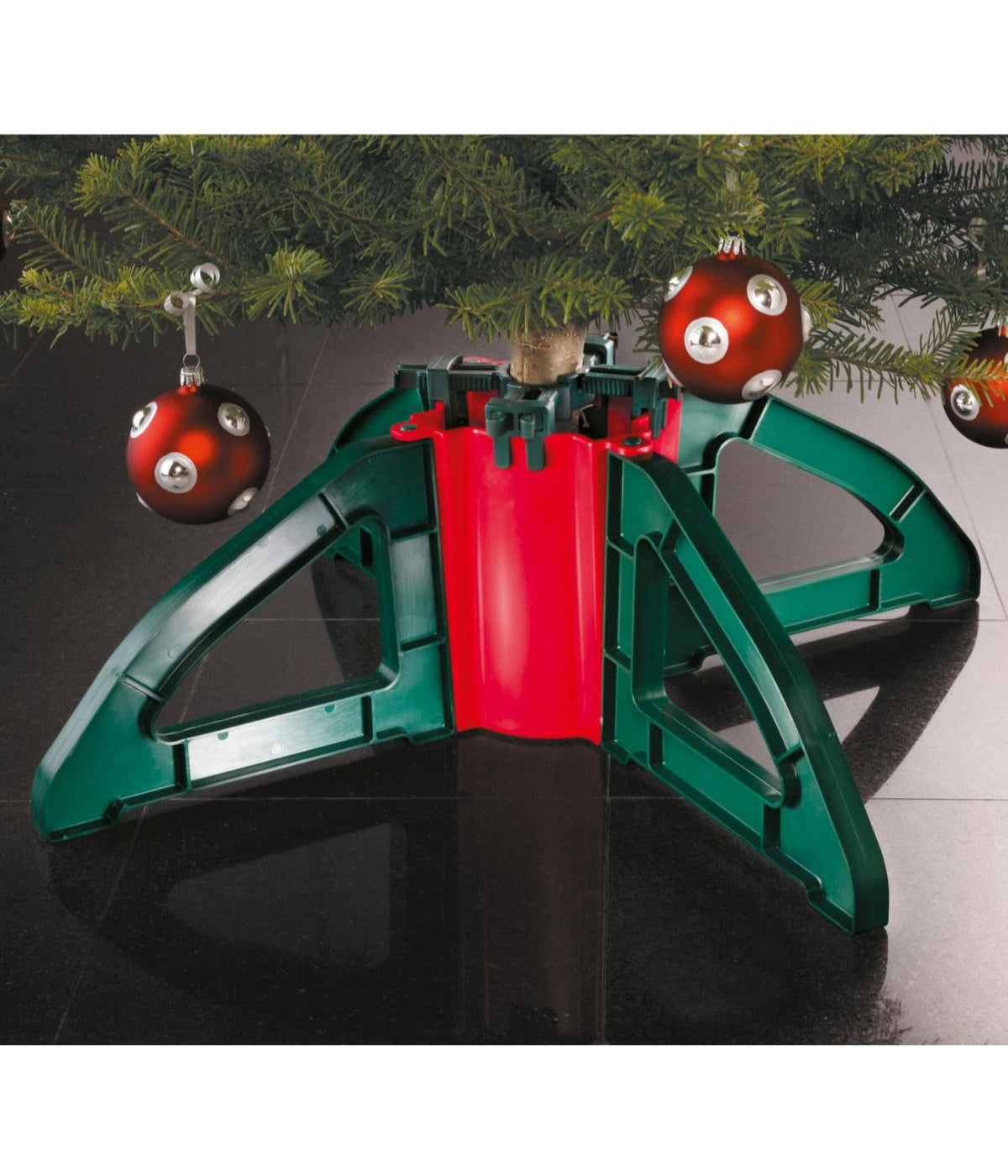  Christmas Tree Stand with Clamping System For Real Live Trees Up To 10' - Red - Bonton