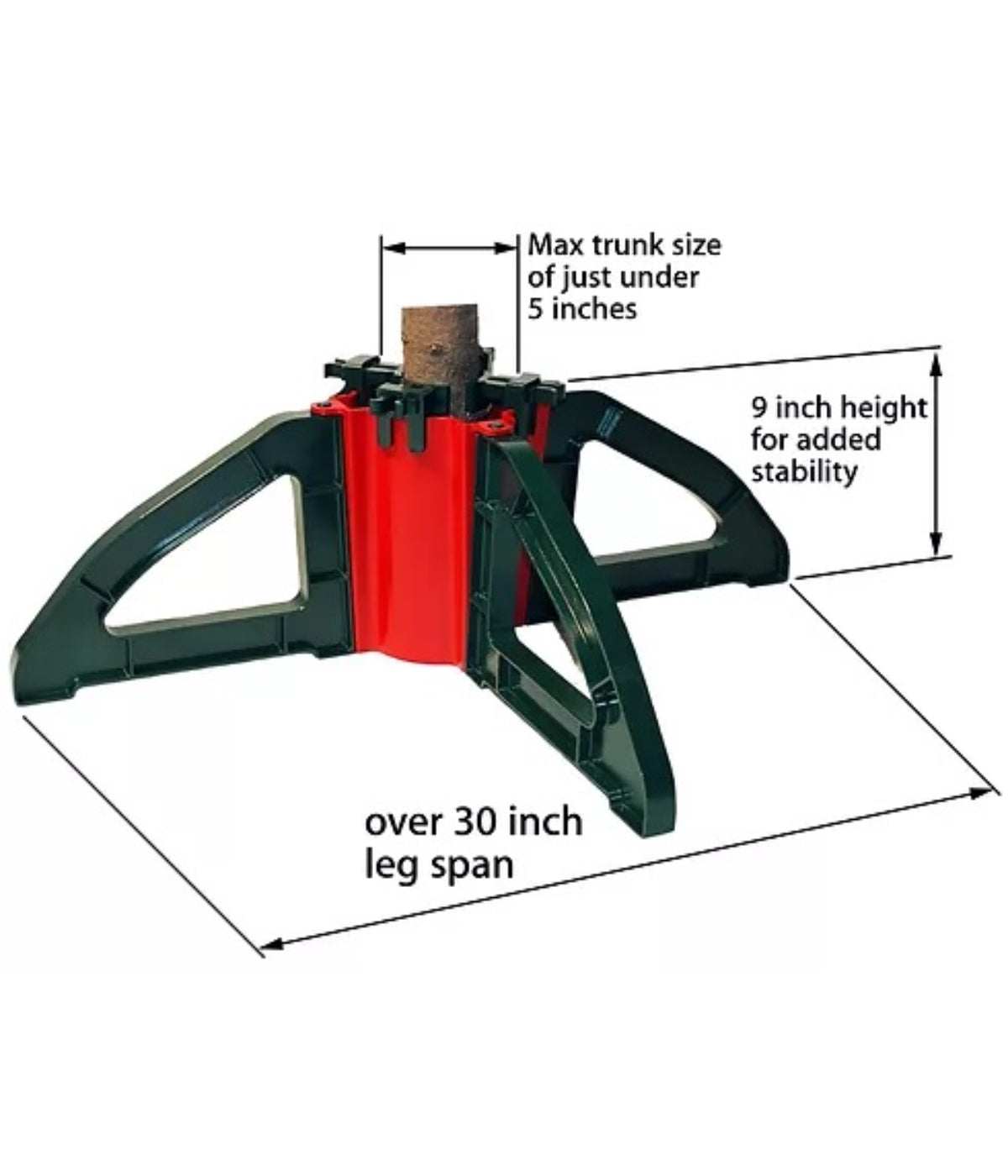  Christmas Tree Stand with Clamping System For Real Live Trees Up To 10' - Red - Bonton