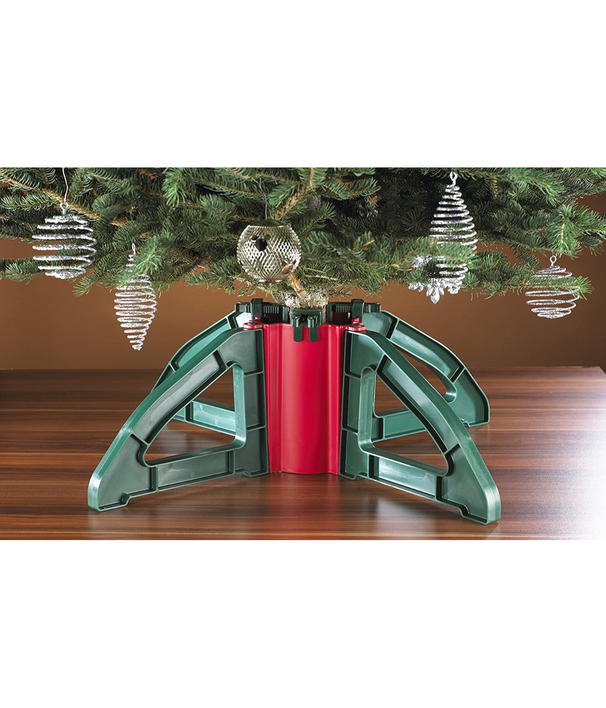  Christmas Tree Stand with Clamping System For Real Live Trees Up To 10' - Red - Bonton