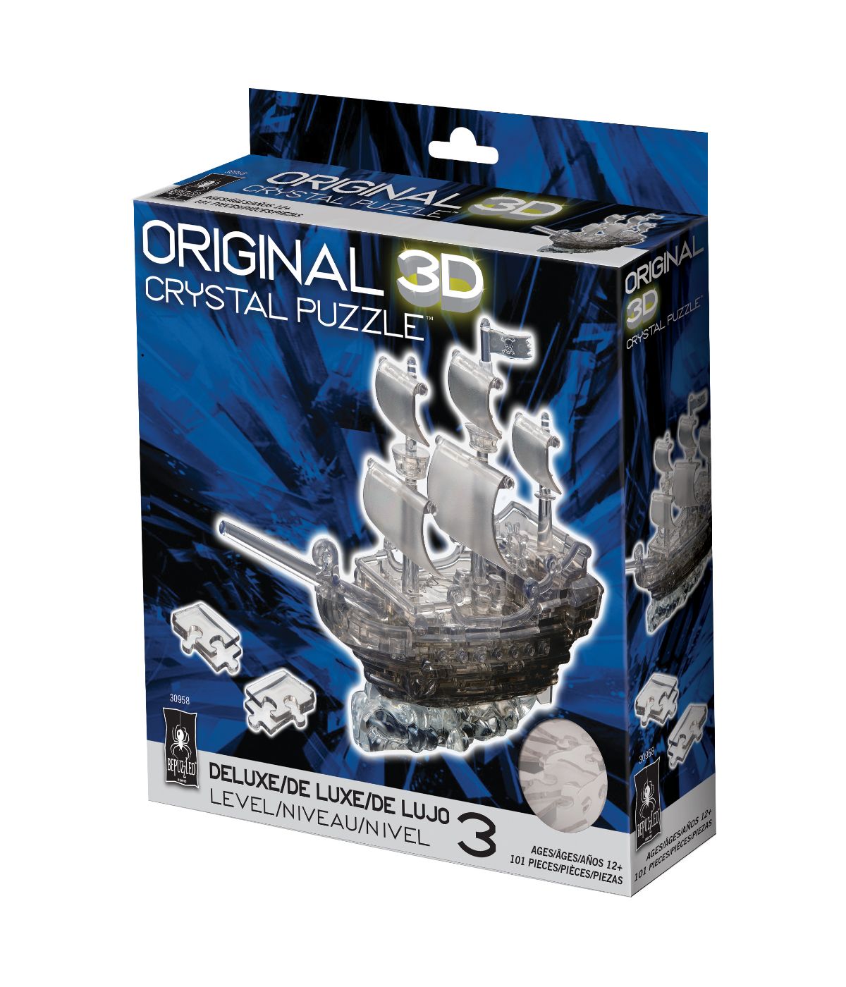  3D Crystal Puzzle - Pirate Ship: 101 Pcs Black - Black - Bonton