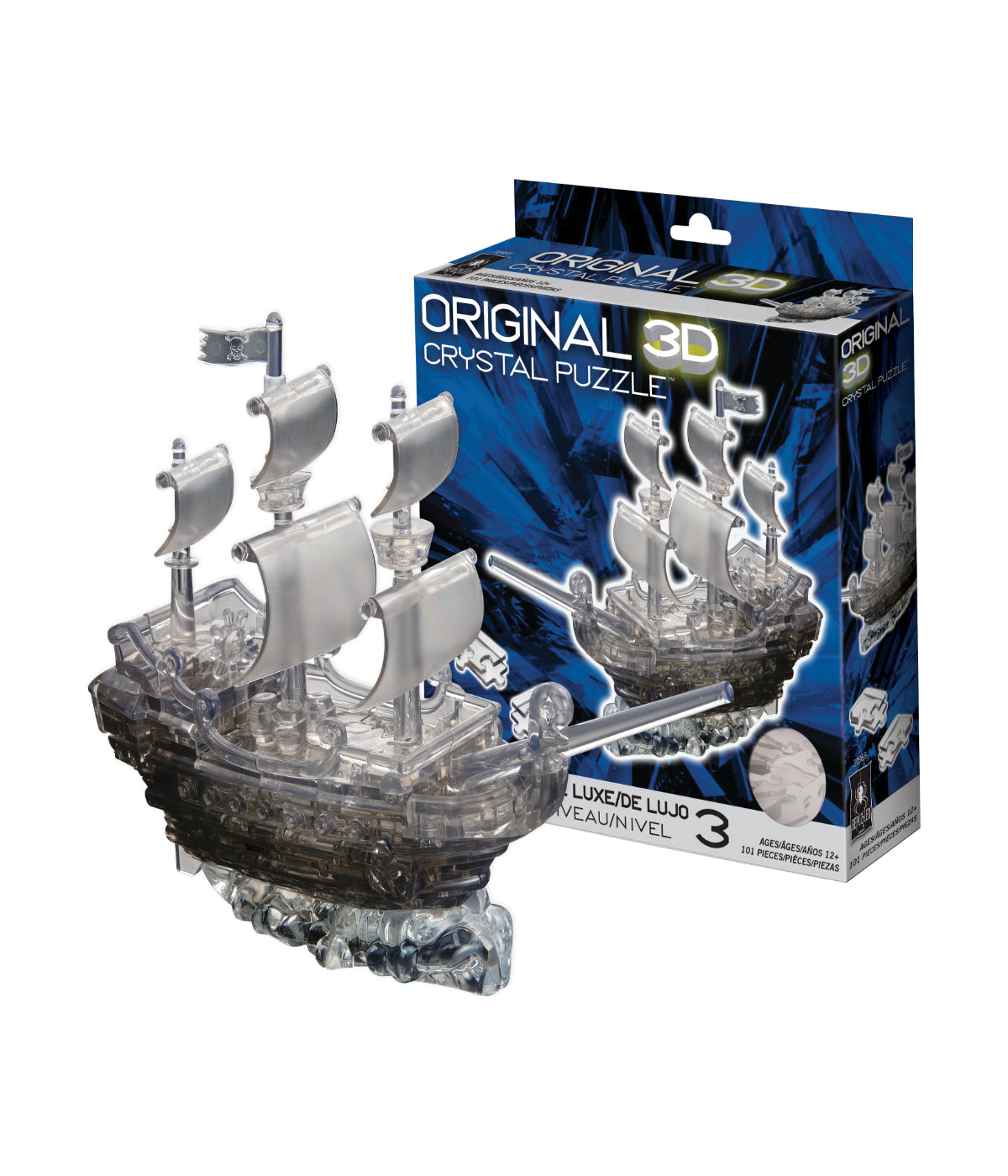  3D Crystal Puzzle - Pirate Ship: 101 Pcs Black - Black - Bonton