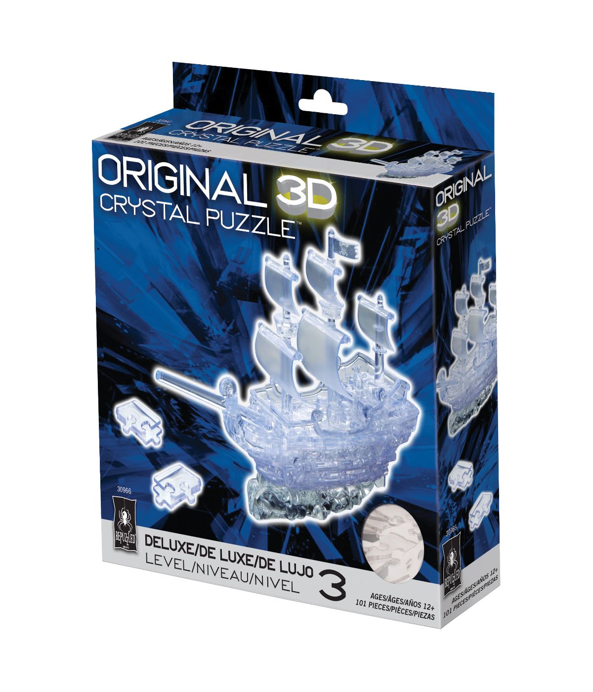  3D Crystal Puzzle - Pirate Ship: 101 Pcs Blue - Blue - Bonton