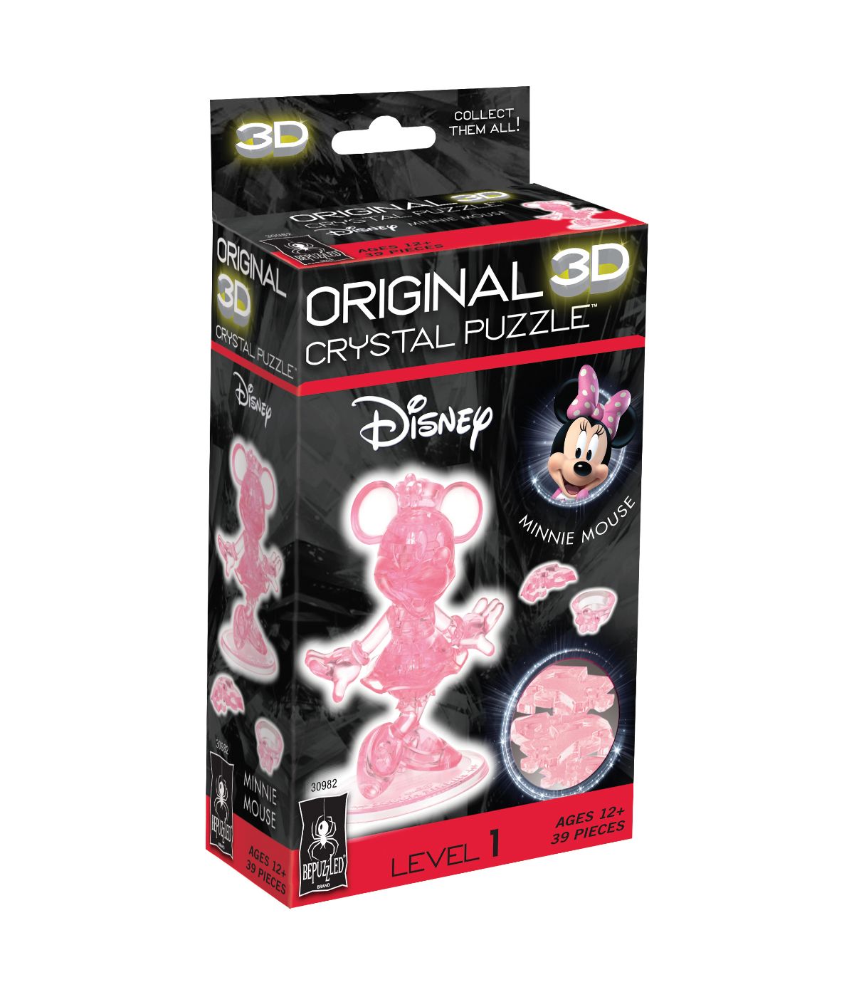  3D Crystal Puzzle - Disney Minnie Mouse: 39 Pcs Pink - Pink - Bonton