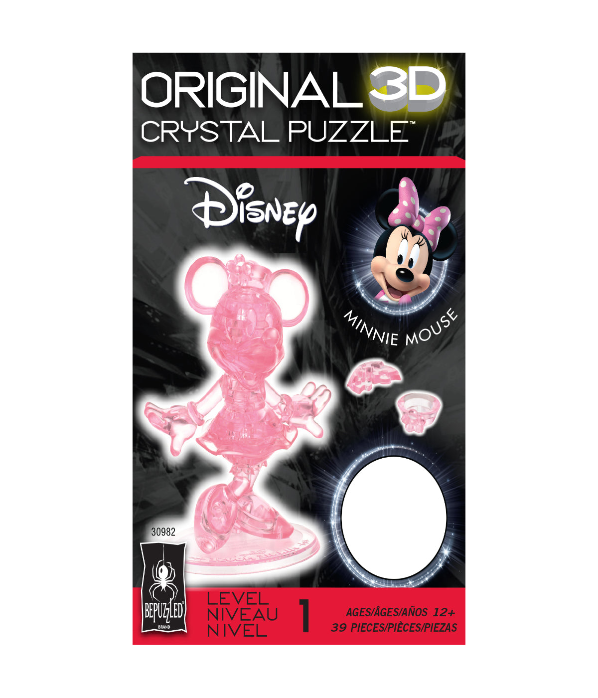  3D Crystal Puzzle - Disney Minnie Mouse: 39 Pcs Pink - Pink - Bonton