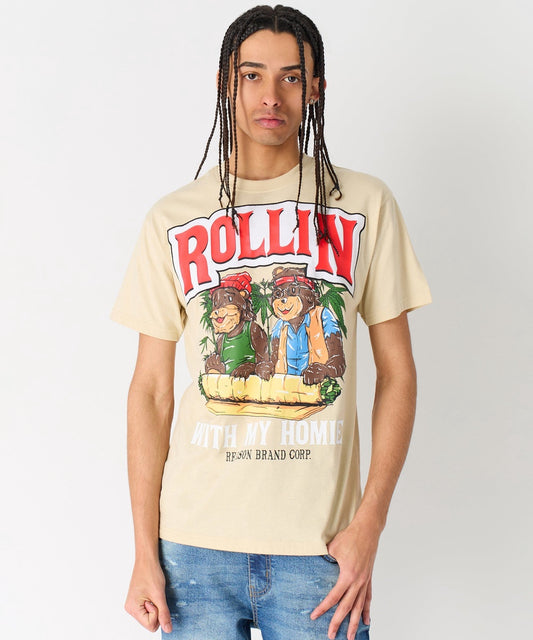 Cheech & Chong Rollin Homies Short Sleeve Tee - Khaki