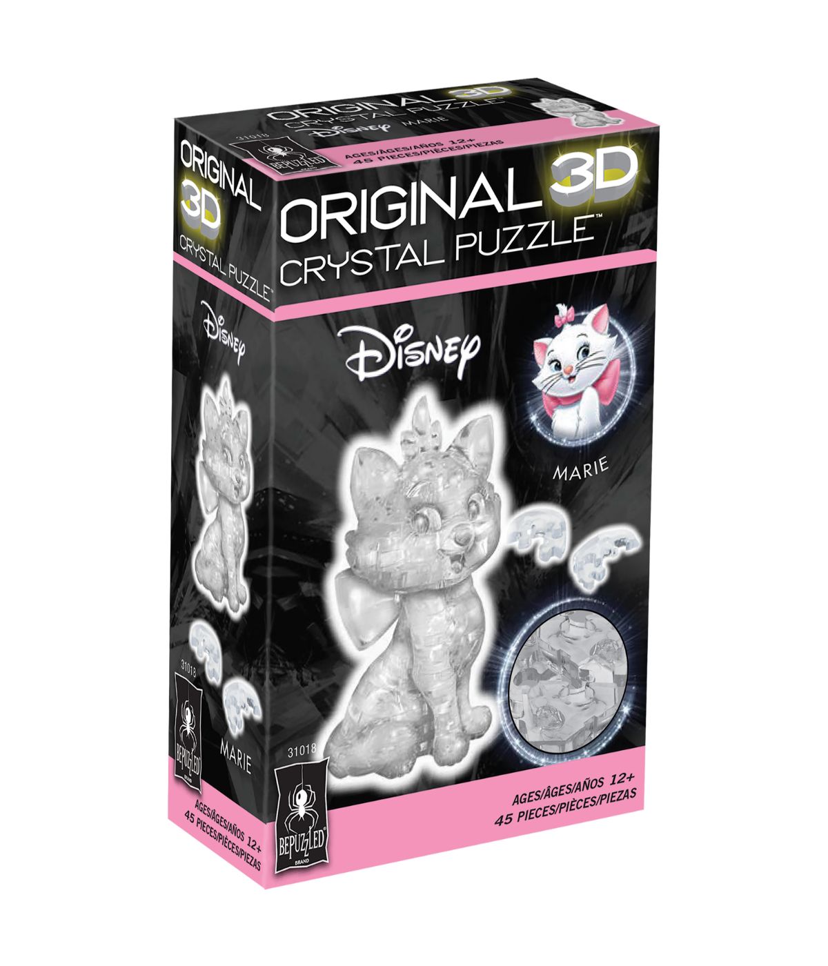  3D Crystal Puzzle - Disney Marie: 45 Pcs White - White - Bonton