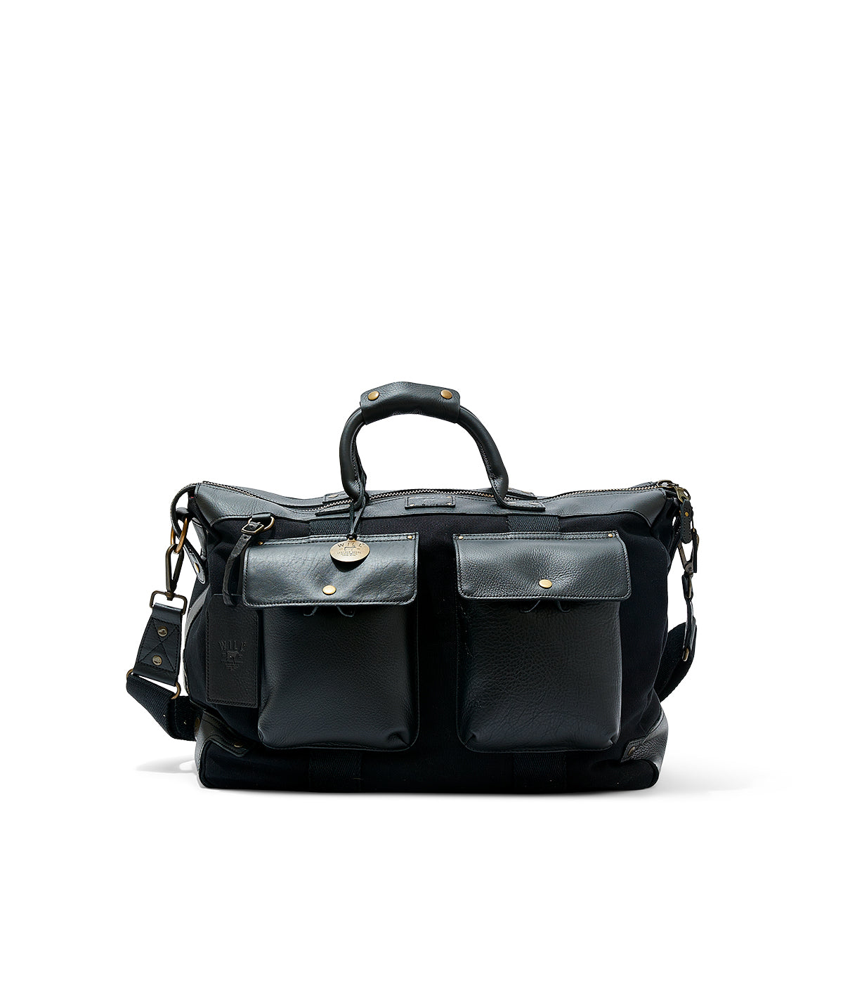  Will Leather Goods Canvas & Leather Travel Duffle - Black/Black - Bonton