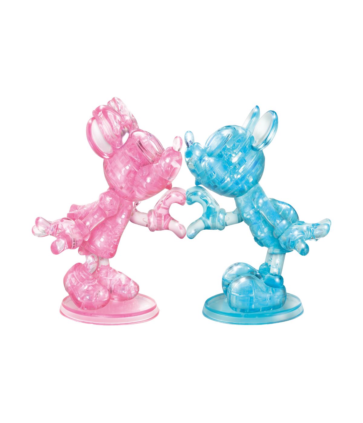  3D Crystal Puzzle - Disney Minnie & Mickey: 68 Pcs Blue/Pink - Blue/Pink - Bonton