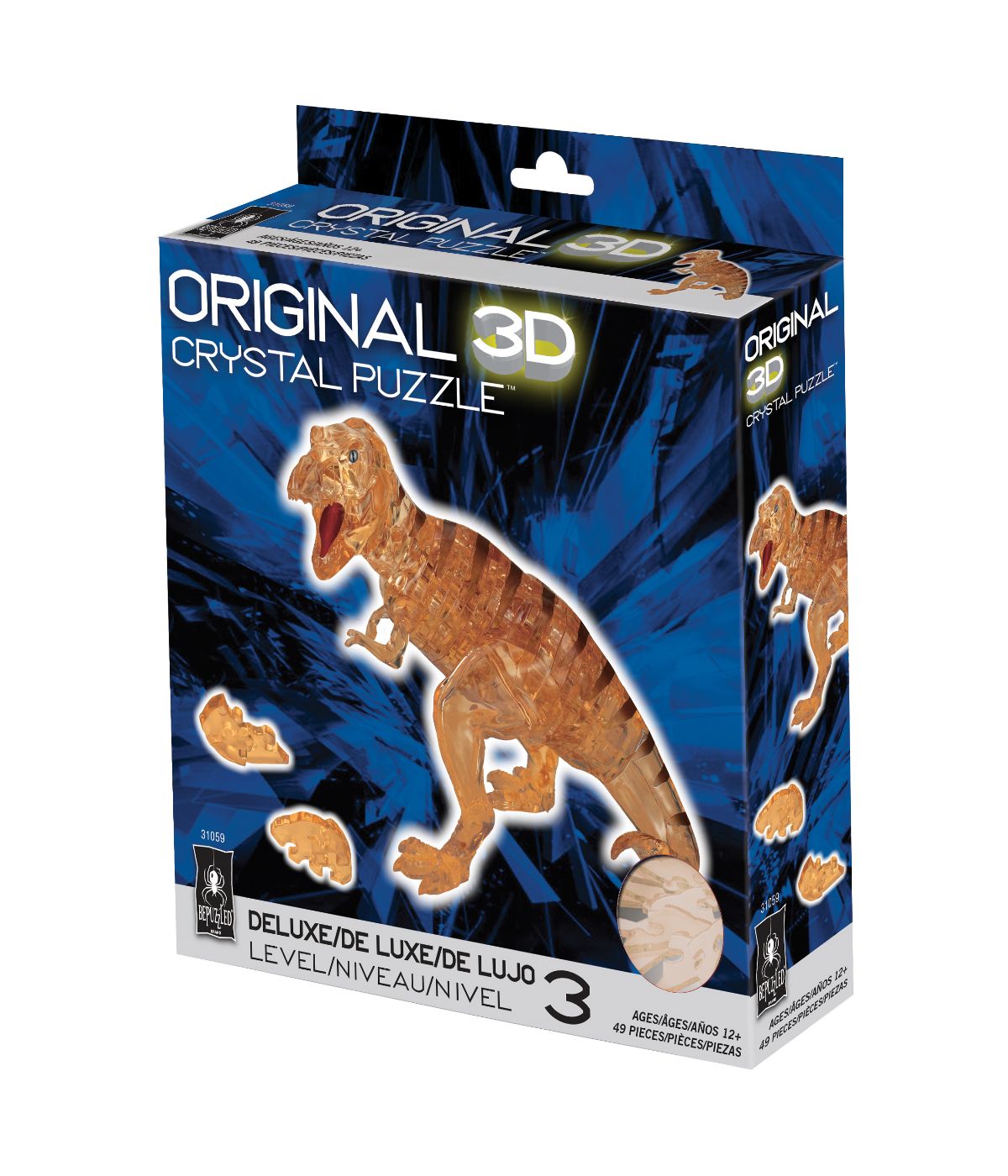  3D Crystal Puzzle - T-Rex: 49 Pcs Brown - Brown - Bonton