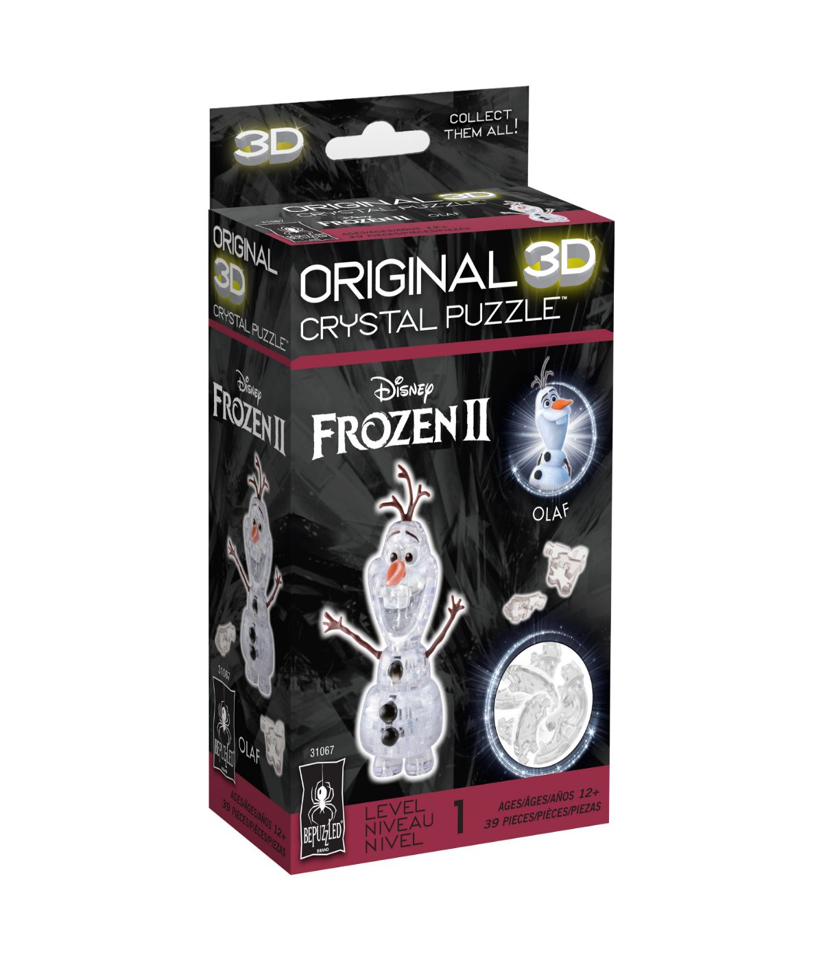  3D Crystal Puzzle - Disney Frozen II - Olaf the Snowman: 39 Pcs Multi - Multi - Bonton