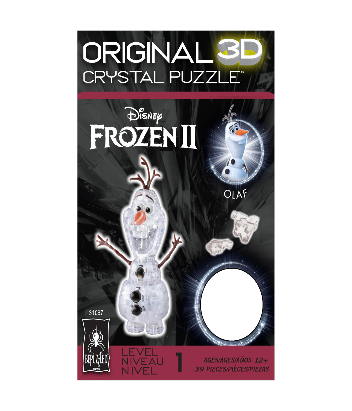  3D Crystal Puzzle - Disney Frozen II - Olaf the Snowman: 39 Pcs Multi - Multi - Bonton