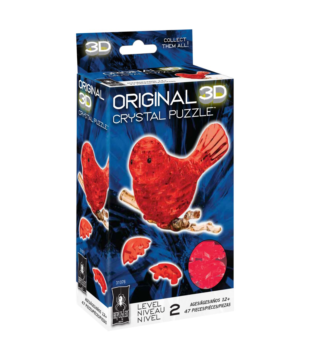  3D Crystal Puzzle -Bird: 47 Pcs Red - Red - Bonton