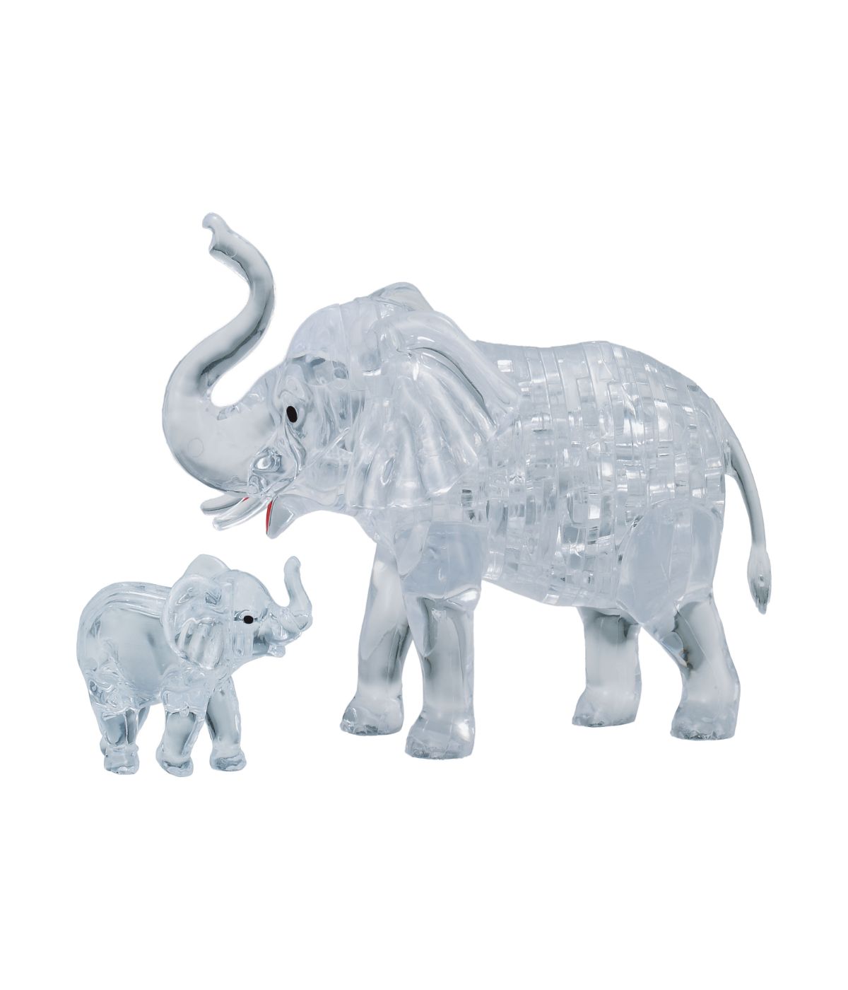  3D Crystal Puzzle - Elephant and Baby: 46 Pcs Clear - Clear - Bonton