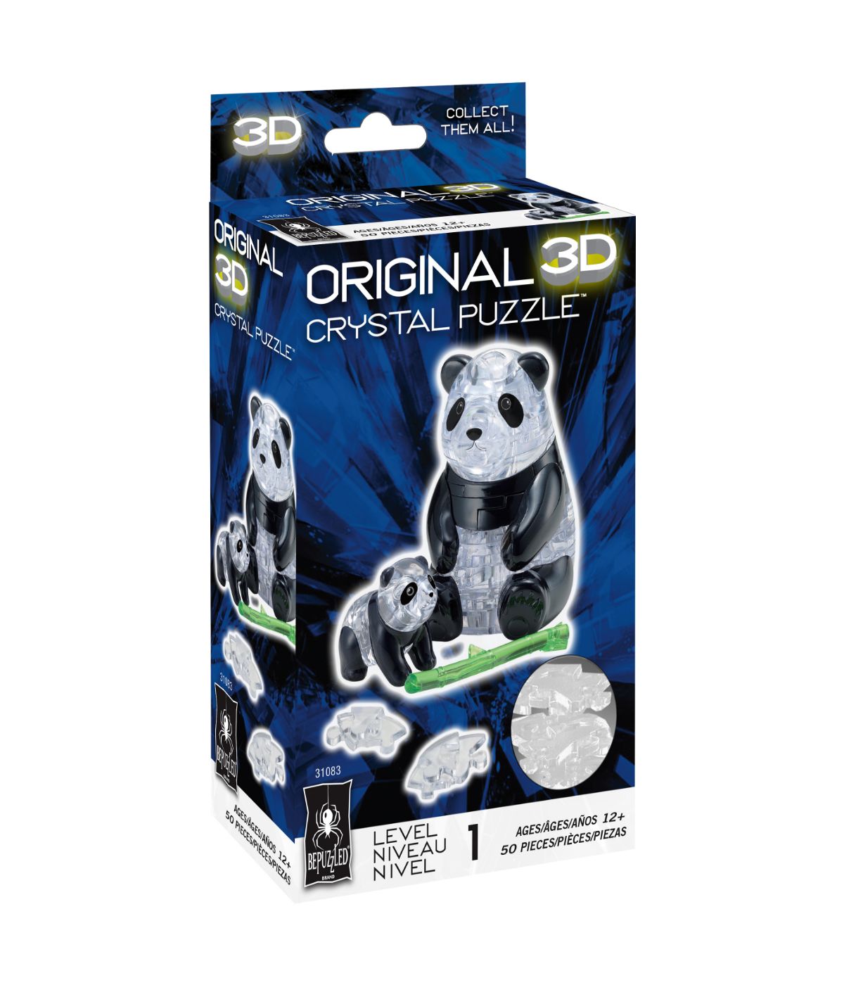  3D Crystal Puzzle - Panda and Baby: 50 Pcs Multi - Multi - Bonton