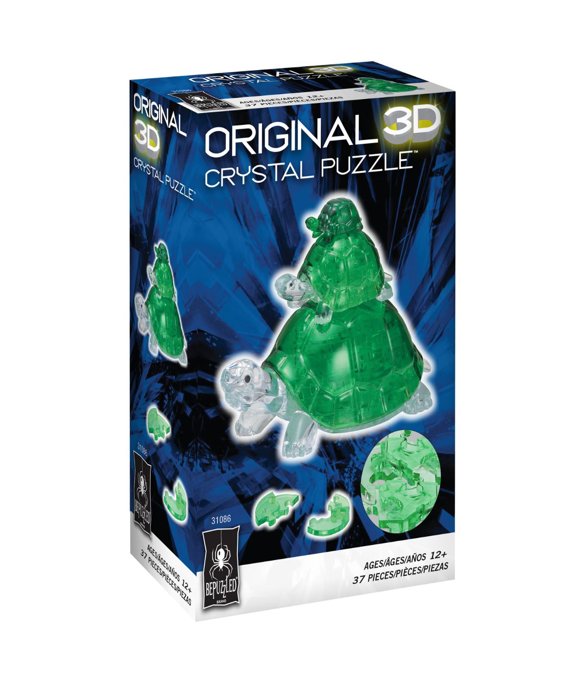  3D Crystal Puzzle - Turtles: 37 Pcs Green - Green - Bonton