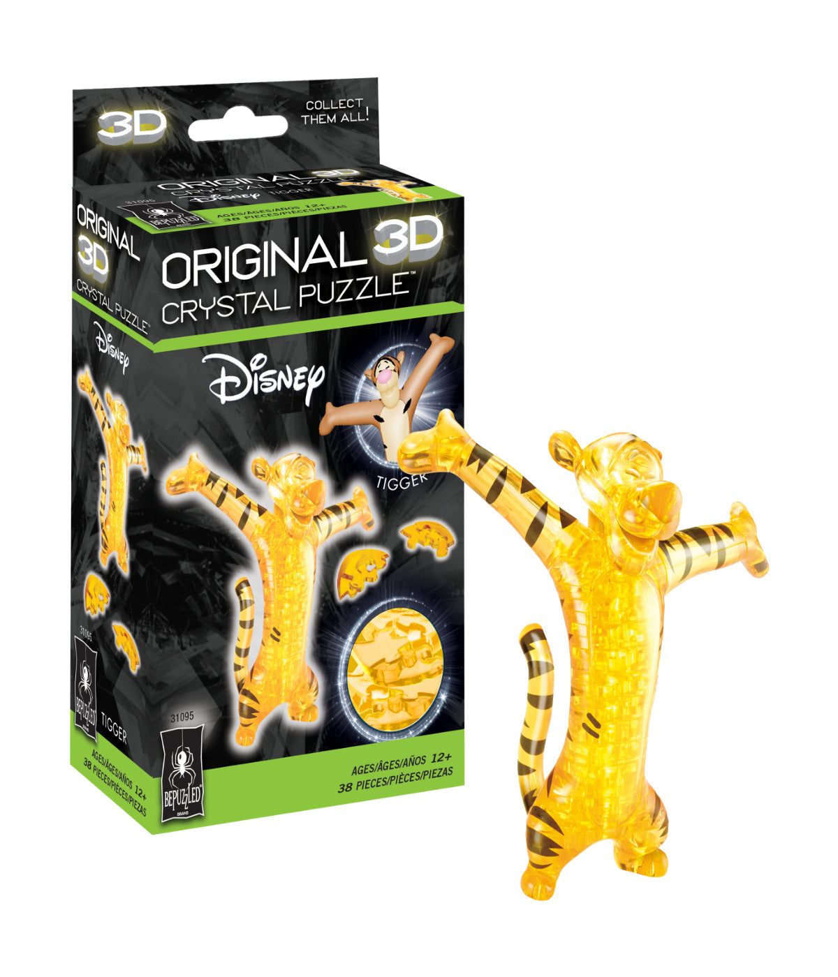  3D Crystal Puzzle - Disney Tigger: 38 Pcs Orange/Black - Orange/Black - Bonton