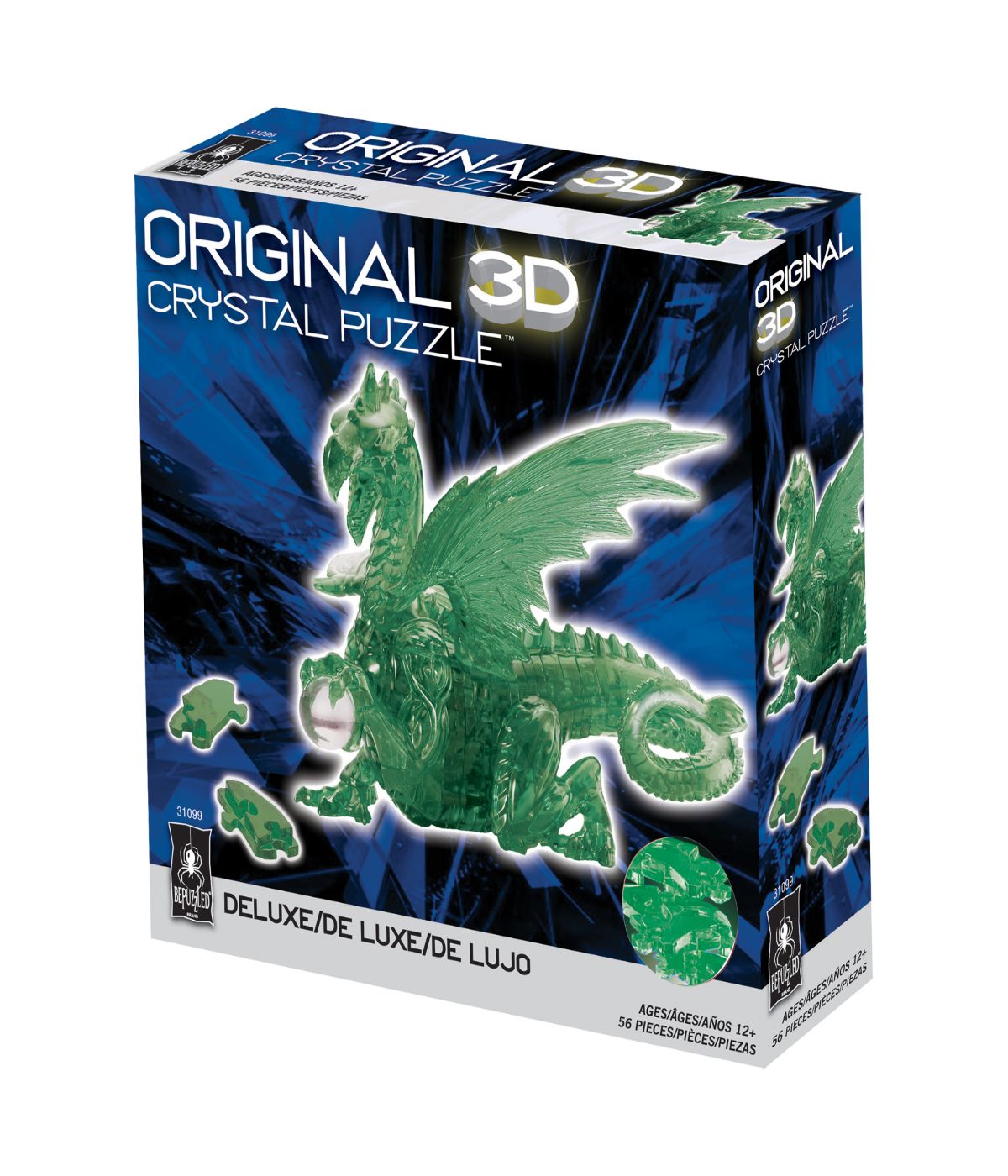  3D Crystal Puzzle - Dragon: 56 Pcs Green - Green - Bonton