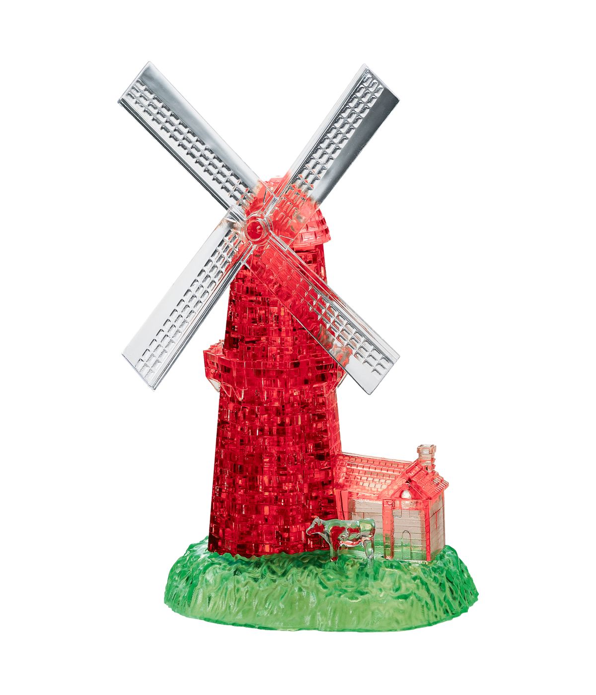  3D Crystal Puzzle - Windmill: 64 Pcs White/Red - White/Red - Bonton