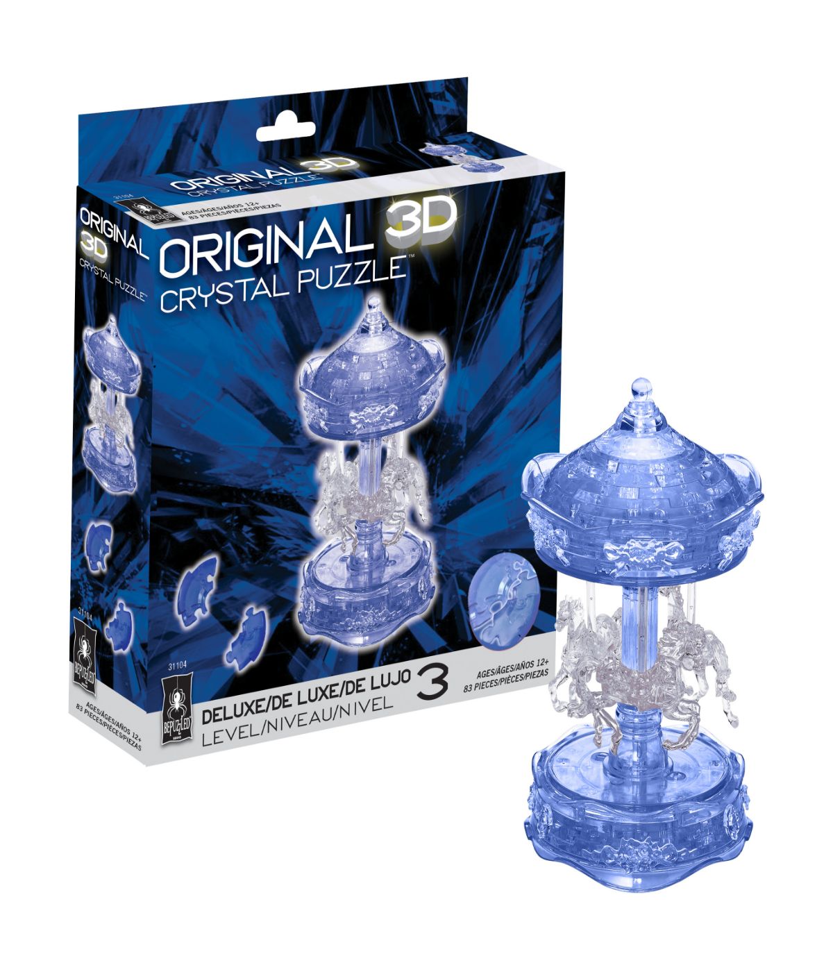  3D Crystal Puzzle - Carousel : 83 Pcs Blue - Blue - Bonton