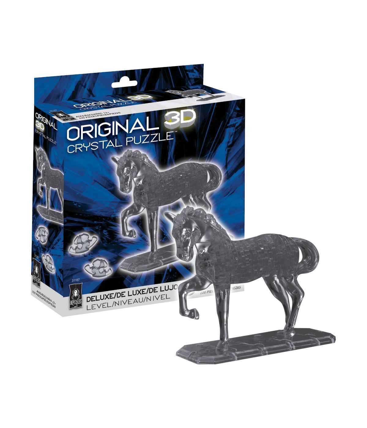  3D Crystal Puzzle - Horse: 100 Pcs Black - Black - Bonton